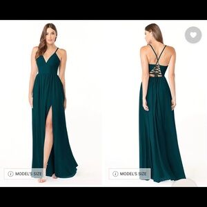 Azazie bridesmaids dress Aaida in Pine